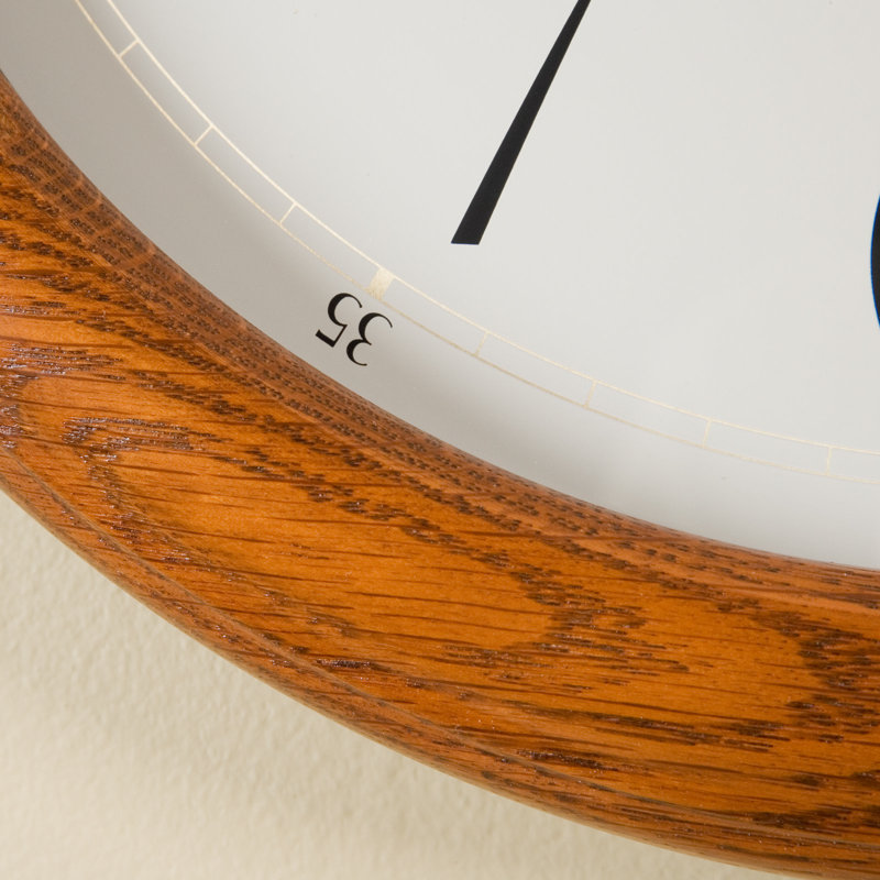 Seiko 13" Dark Brown Solid Oak Wall Clock with Arabic Numbers