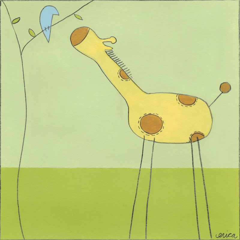 Stick-Leg Giraffe II - Wrapped Canvas Art Prints, 30cm H x 30cm W x 3.8cm D