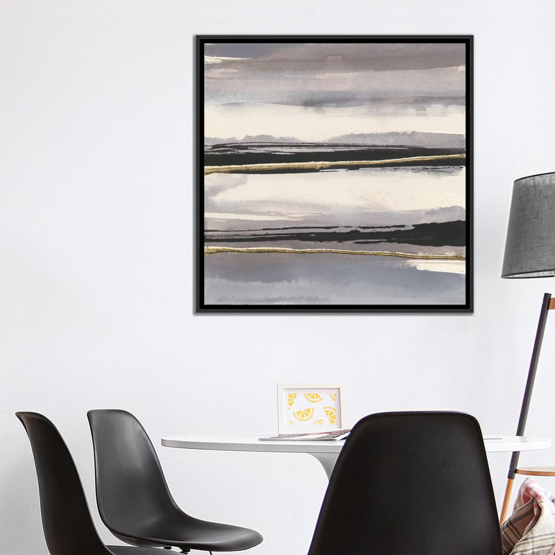 Gilded gris ii, reproduction d’art sur toile tendue, H 18 po x l 18 po x P 1,5 po, Toile encadrée noire, Pas de tapis