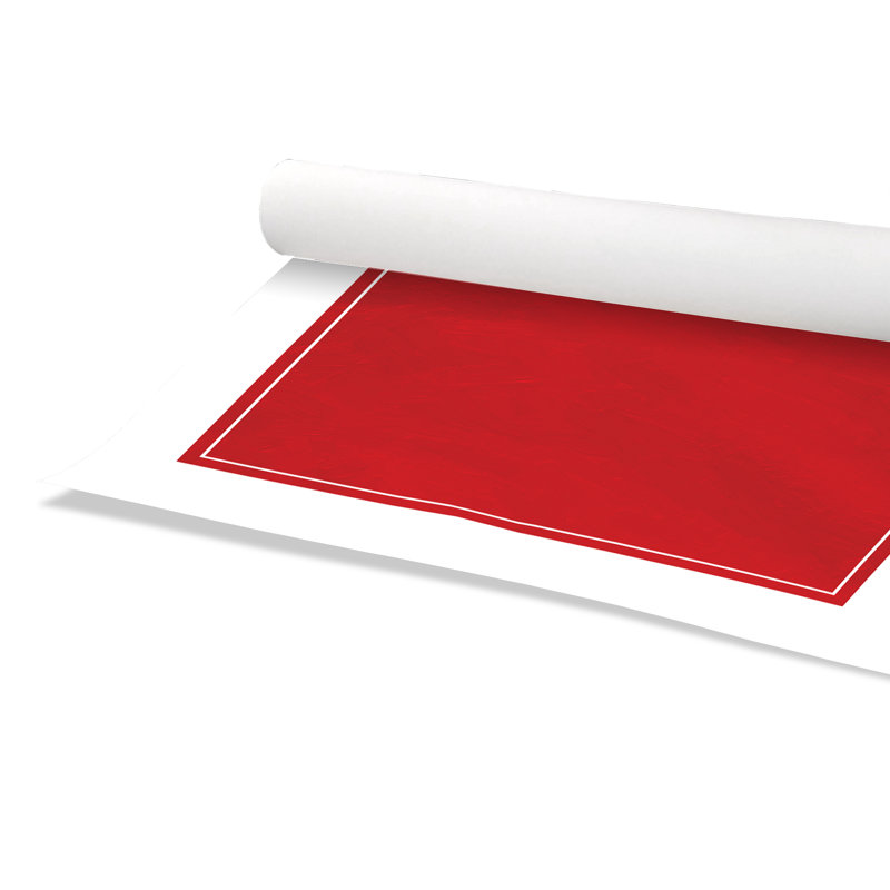 Impression sur papier roulé rouge, H 31 po x l 31 po x P 1 po