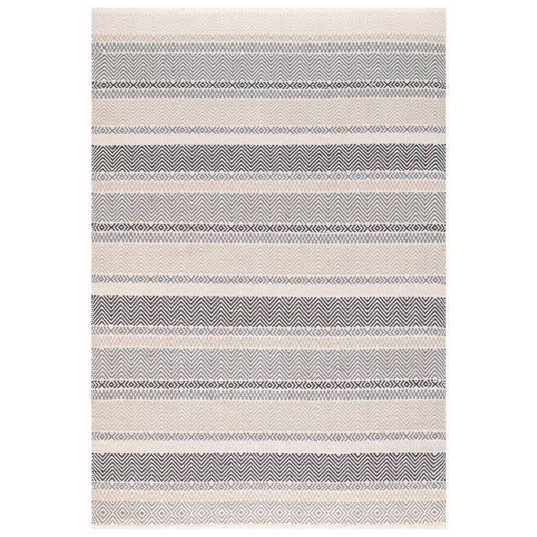Perrotta Striped Recycled P.E.T Hand Woven Indoor / Outdoor Area Rug