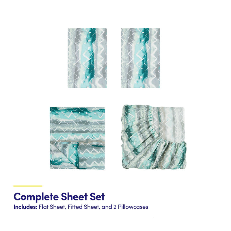 Summerset Microfiber Striped Sheet Set, Cal. King Sheet Set with 2 Pillowcases