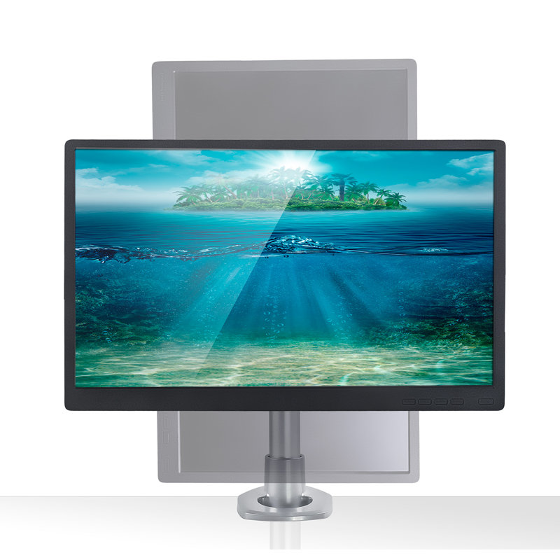 Black Adjustable Single Monitor Desk Mount with C-Clamp