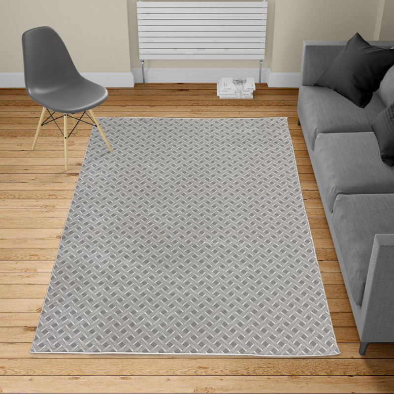 Tapis gris / blanc, Rectangle 5 pi 3 po x 7 pi 6 po
