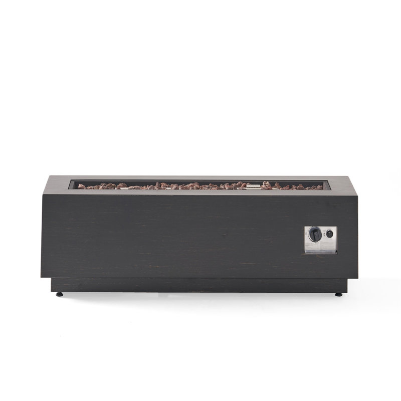 48" Outdoor 50,000 BTU Rectangular Iron Propane Fire Pit, Dark Grey (Tank Cover not Included)