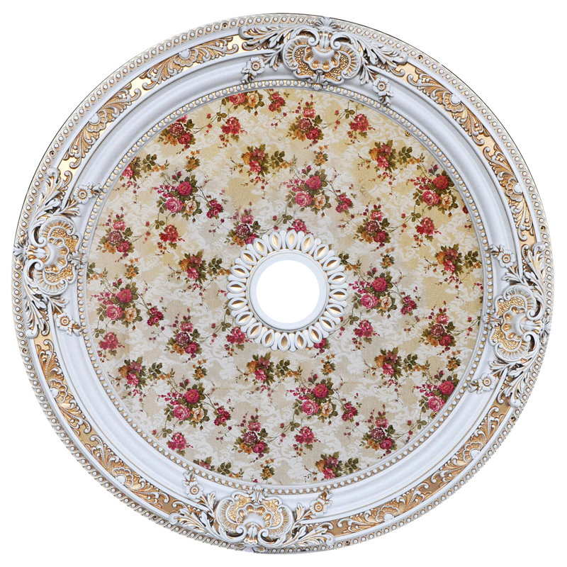Round 36" Ceiling Medallion Rose Bouquet Centre, Antique White