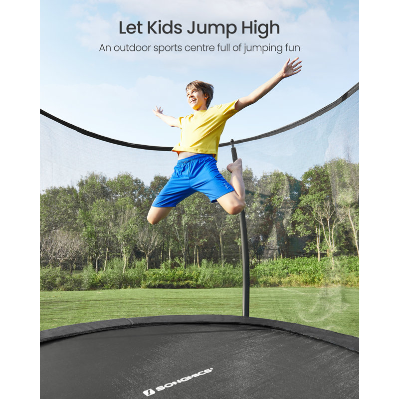 Songmics ft Round Backyard Trampoline with Safety Enclosure, Black