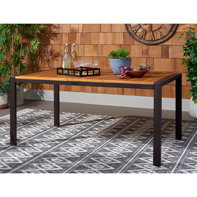 Rectangular Acacia Solid Wood Outdoor Dining Table , 35.43 " W 59.06 " D