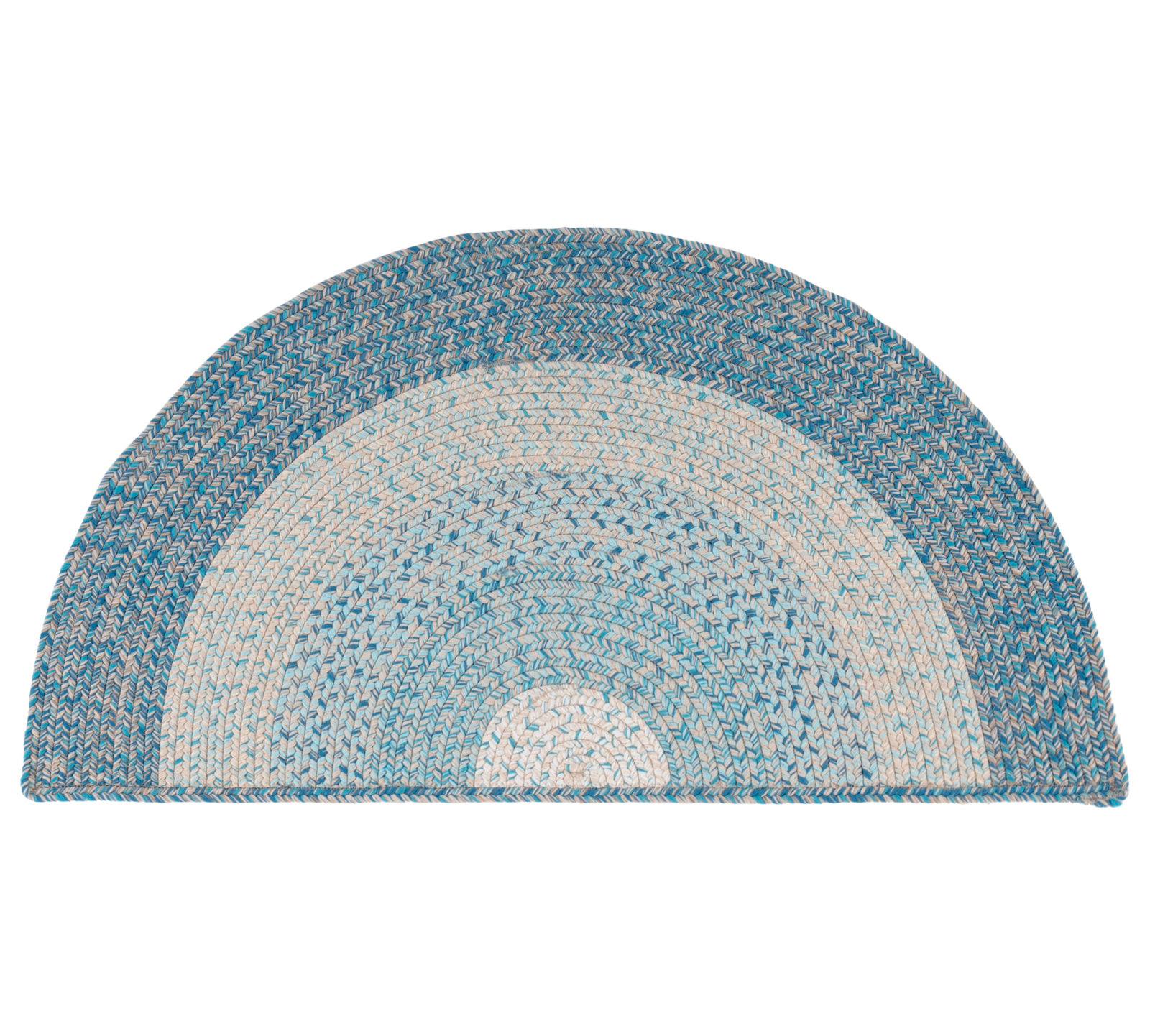 Washable Hand-Woven Chevron Rug, Half-circle 2' x 4'