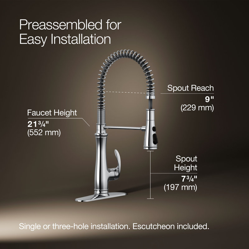 Bellera® Pull Down Single Handle Kitchen Faucet, Polished Chrome