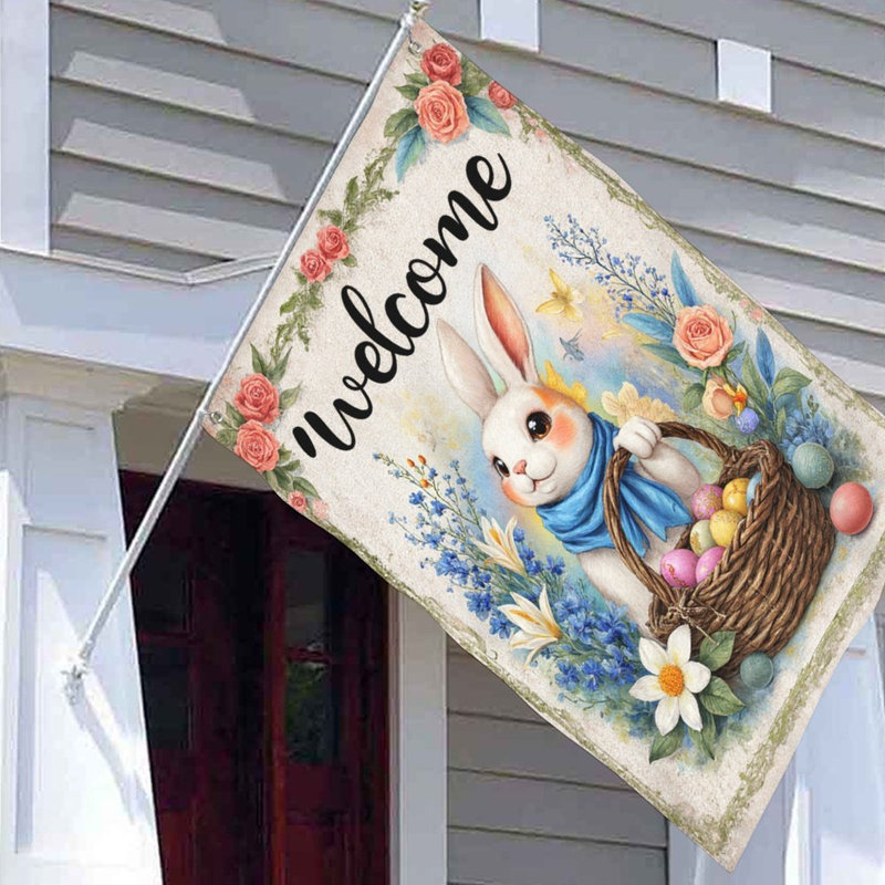 Drapeau floral panier de Pâques pour intérieur et extérieur, L 70 x l 47