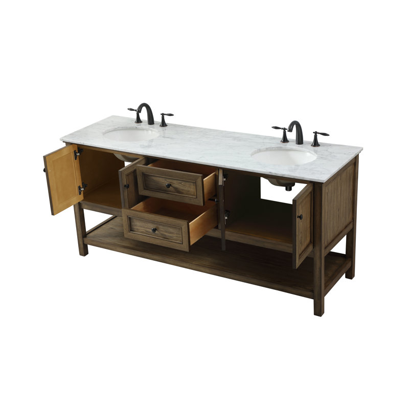 Ensemble de meuble-lavabo double 72 po Bonsai, Brun foncé