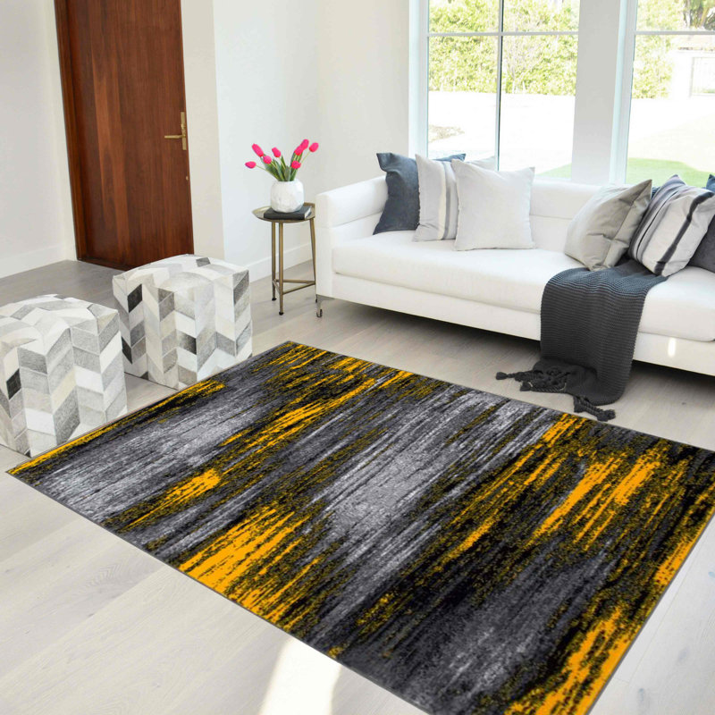 Tapis géométrique tissé à la machine, Rectangle 5 pi x 7 pi