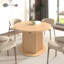 Élégante table de salle à manger ronde, en bois d'hévéa, avec un piètement hexagonal texturé et extensible, idéale pour les réunions de famille. Table ajustable à 6 places, concave et convexe.