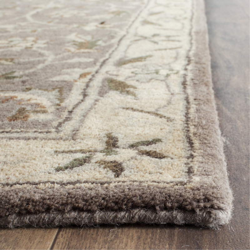 Tapis gris / beige en laine touffeté à la main Tressler, Rectangle 3 pi x 5 pi
