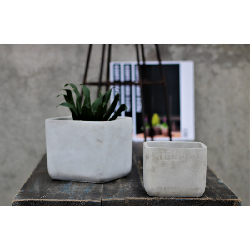 Pot de fleurs carré en béton, petit pot en forme d'urne (lot de 4) - Boronda Outdoor, 4