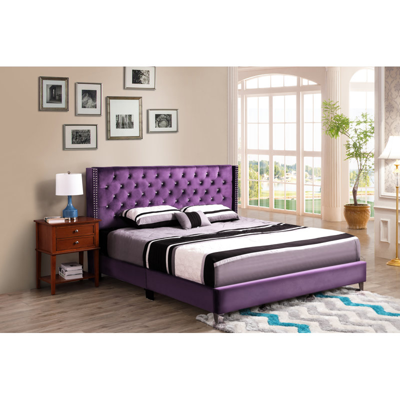 Ashe Upholstered Standard Bed, King, Purple
