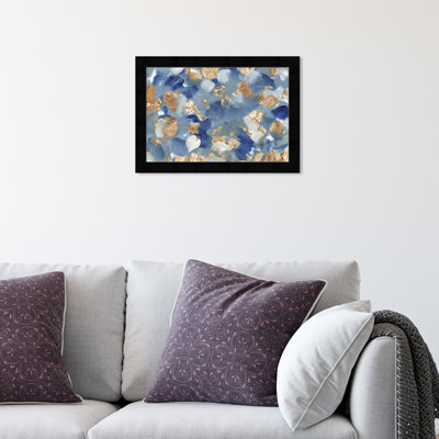 Blue And Gold Abstract Paint Brush by Oliver Gal - Print