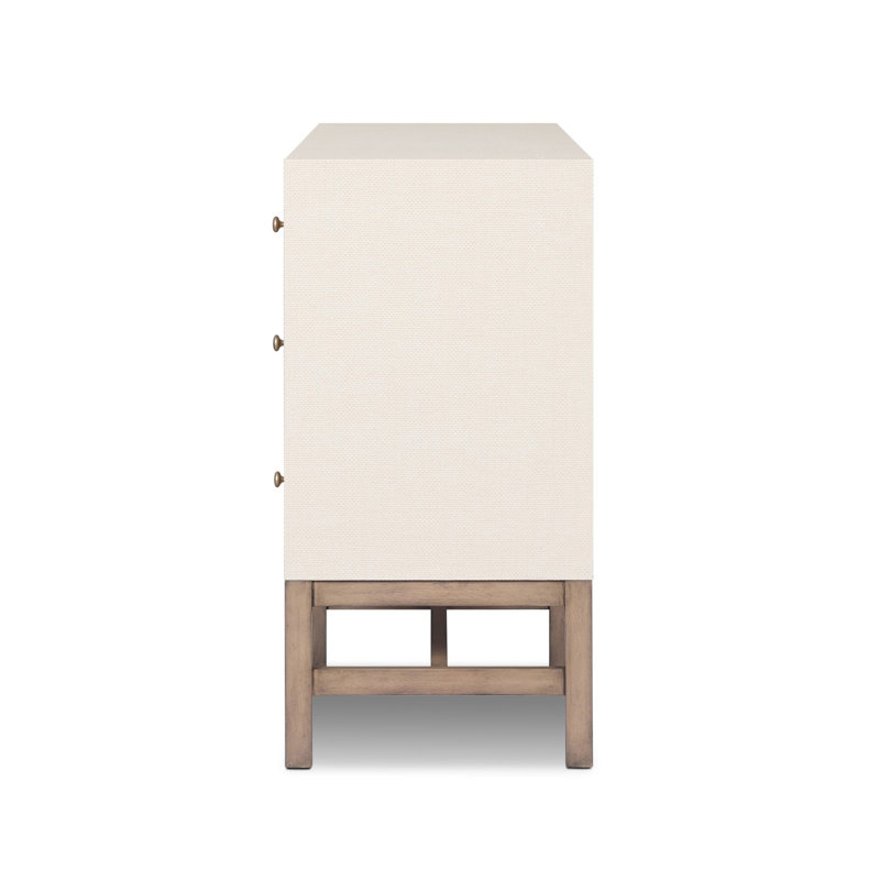 Fiona 6 Drawer Dresser - Black Raffia, Ivory Painted Raffia