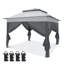 11 pi. L 11 pi. D Pavillon de jardin instantané en acier avec mur uni-86915907-86915908