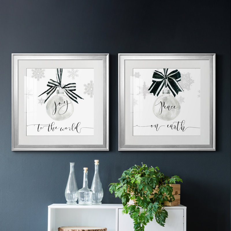 Joy Joy Ornament - ensemble de 2 reproductions d'art textuel, Blanc, H 22,5 po x l 45 po x P 1,5 po