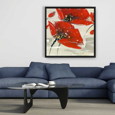 Abstrait fleurs rouges dans le vent - Toile de salle de bain florale