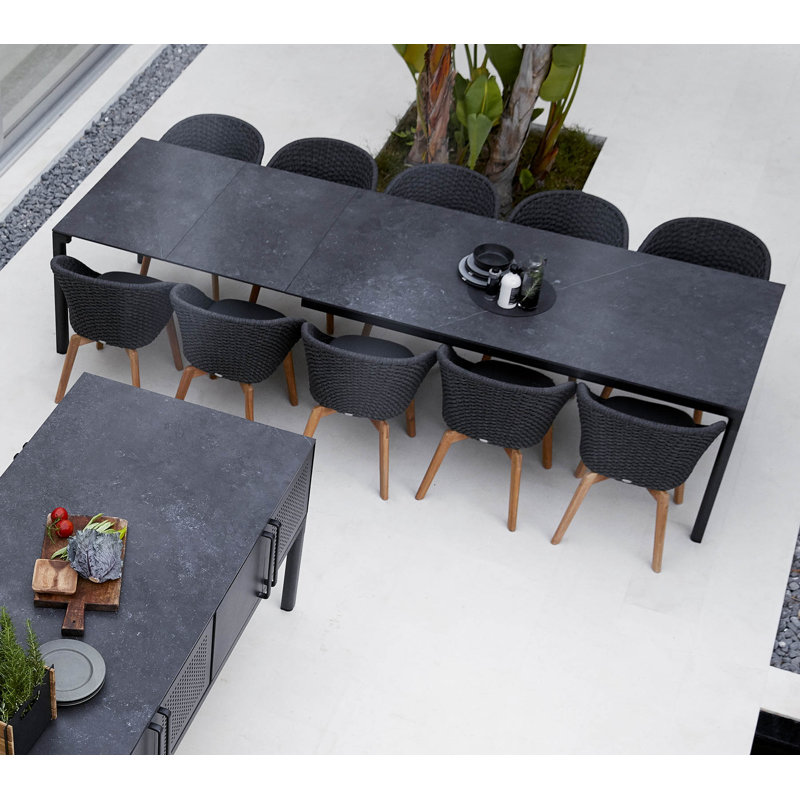 Drop Outdoor Dining Table, Black, Lava Gray