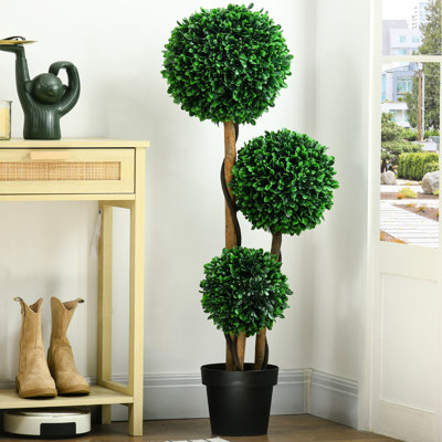 43.25" Artificial 3 Tree With Pot - Faux Plant For Living Room , No Disturbance Rupture