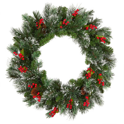 Couronne de Noël artificielle pré-éclairée pin de Noël