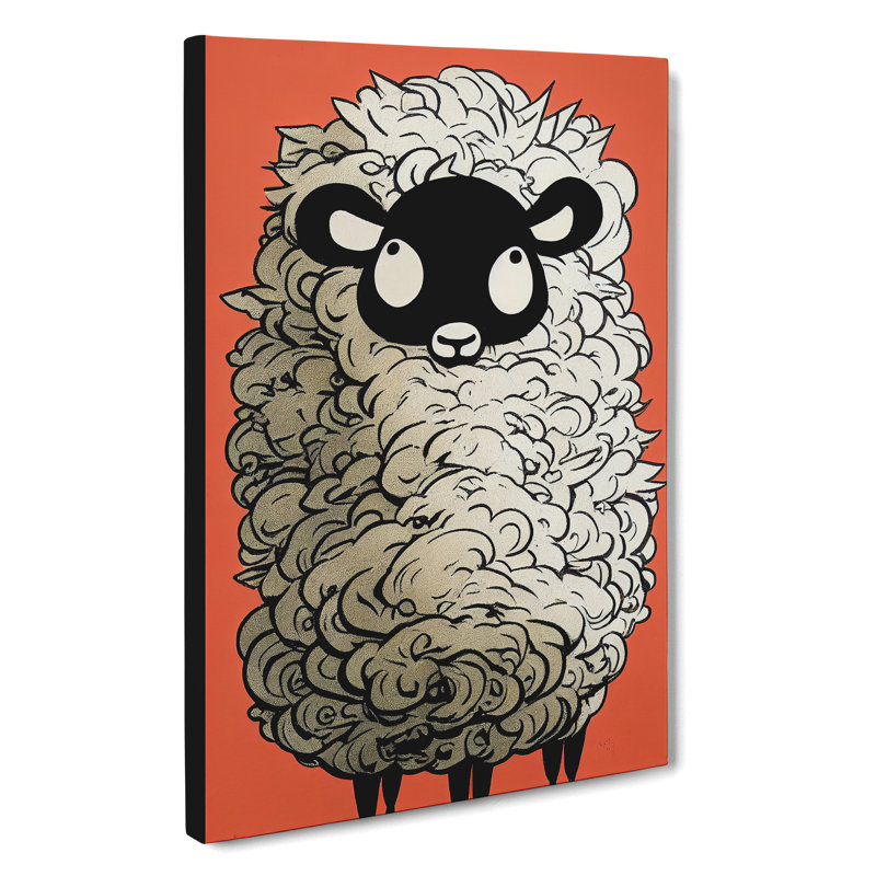 Cartoon Sheep - Wrapped Canvas, 50cm H x 35cm W