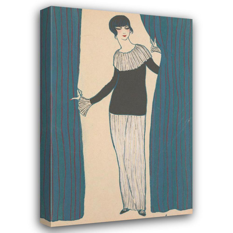 «The Curtain that Secarte» par Georges Lepape - Art mural sur toile tendue avec châssis, H 48 po x l 33 po