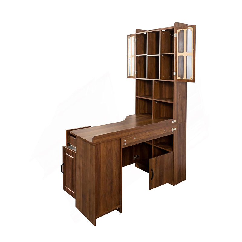 Bureau d'ordinateur d'angle en L, table d'étude de style moderne avec tiroirs, table d'écriture