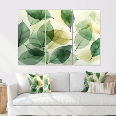 Feuilles transparentes mosaïque nature collage I - feuilles, art mural - 3 panneaux