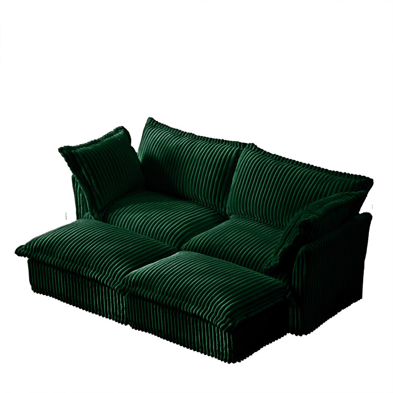 Canapé rembourré avec repose-pieds, Vert