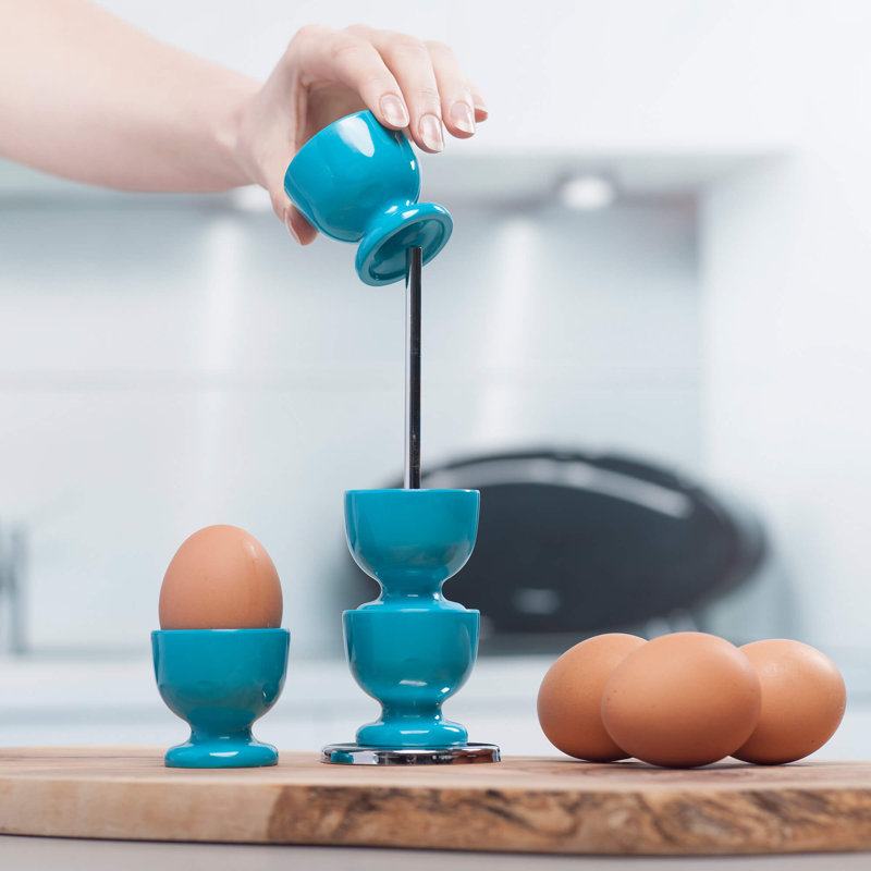 Melamine Stacking Egg Cup Set, Aqua