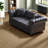 Comfortable Black Contemporary Sofa, Tech Fabric Chesterfield Design For Living Room