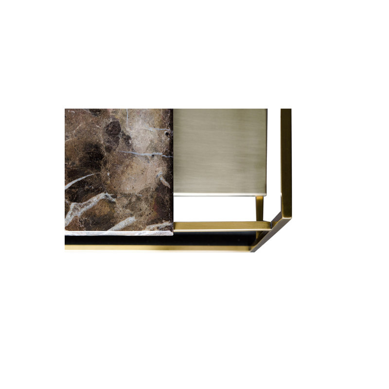 Marble Coffee Table, 16" H x 39" L x 39" W, Gold