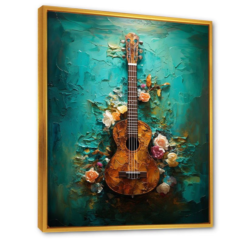Guitare tropicale euphonique, Cadre flottant doré, H 40 po x l 30 po