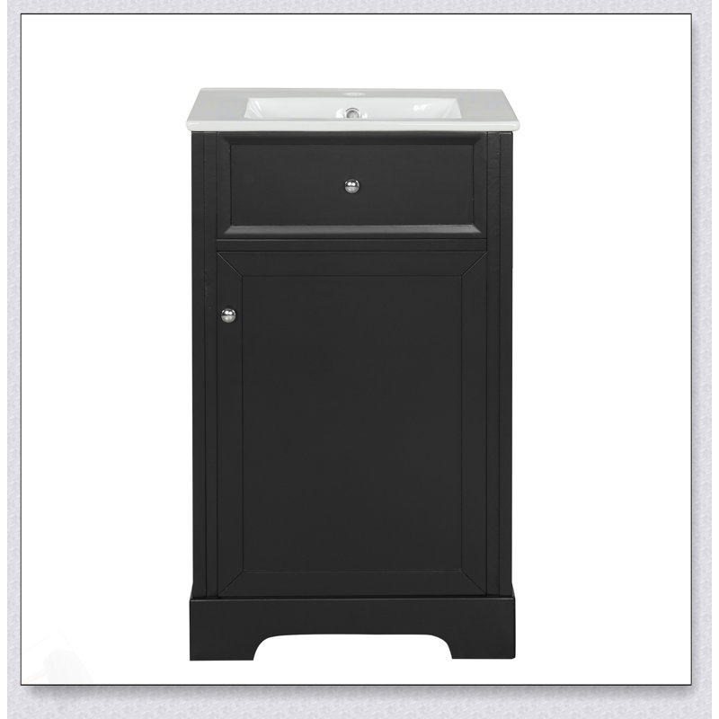 Meuble-lavabo moderne de 20 pouces avec lavabo, porte à fermeture douce, support de rangement et tablette réglable pour les espaces compacts