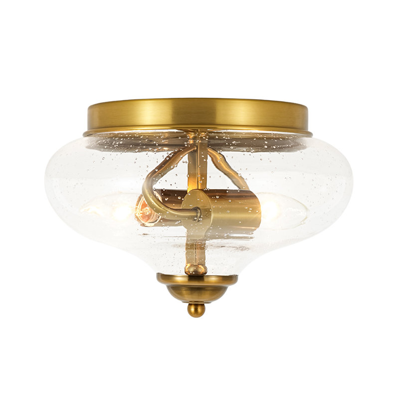 2 - Light Seeded Glass Bowl Flush Mount