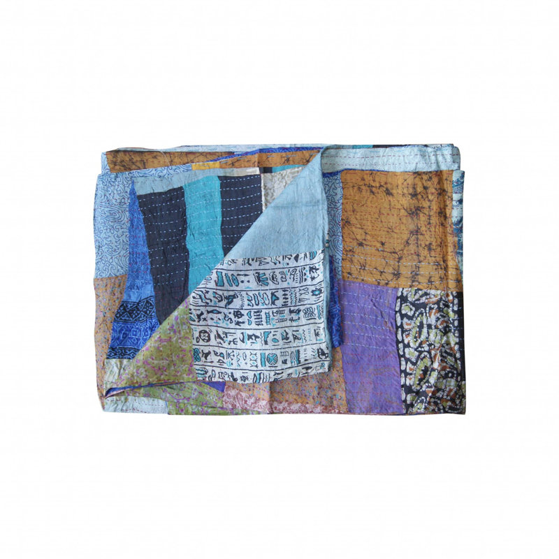 Kantha Quilted Throw Blanket