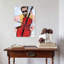 Bearded Cello Musician Abstract Contemporary Wall Art Print 1 Piece Wrapped Canvas Wall Art-1515735519