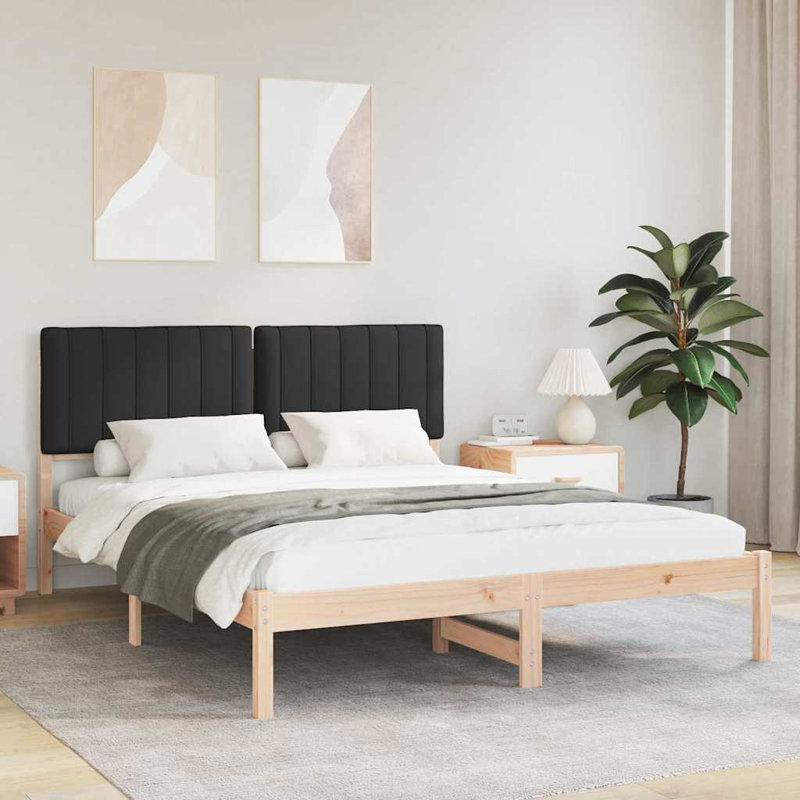 Solid Wood Bed Frame, European Kingsize (160 x 200 cm), Natural/Black