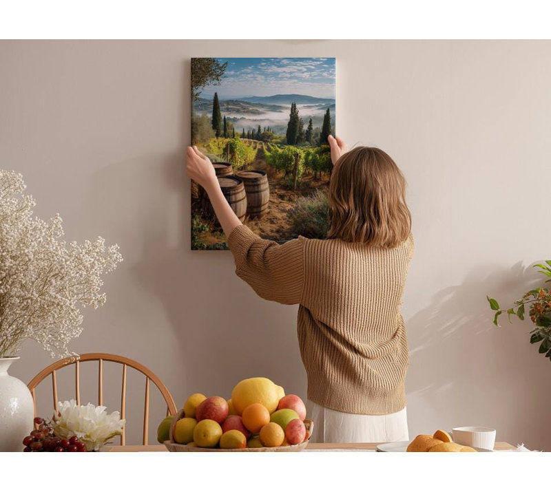 Impression sur toile Tuscan Vineyard: photographie de paysage campagne italienne, H 30 po x l 20 po