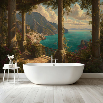 Peler et coller le papier peint adhésif Coastal Terrace Wall Art Sunset Glow Wall Art Auto-adhésif et amovible