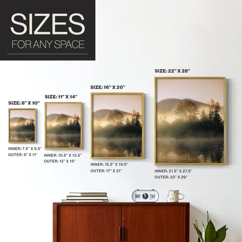Emerald Reflections Framed Print - Solid Wood, Gold, 10" H x 8" W