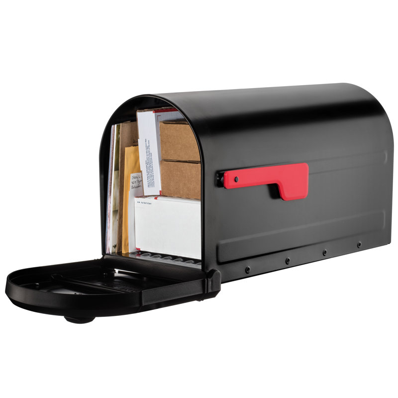 Large Black Aluminum Post Mount Mailbox with Steel Post