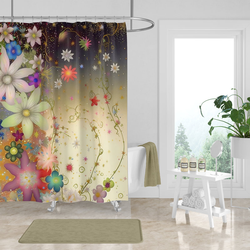 Floral Shower Curtain, 83" H x 70" W