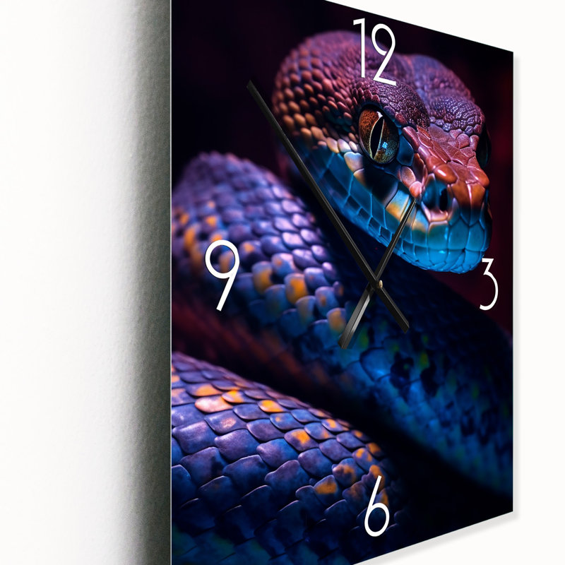 Horloge murale bleue en forme de serpent, Anaconda, Très grand