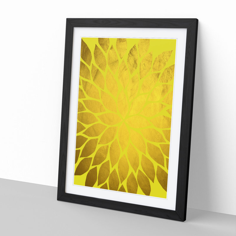 Abstract Leaves No.2 Gold - Picture Frame Graphic Art, Black, 65cm H x 48cm W x 2cm D
